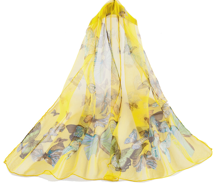 Yellow Butterfly - 100% Pure Silk Scarf-1