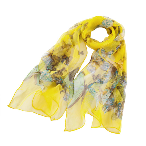 Yellow Butterfly - 100% Pure Silk Scarf-0