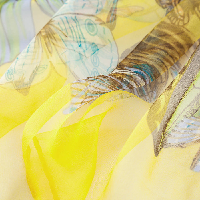 Yellow Butterfly - 100% Pure Silk Scarf-5