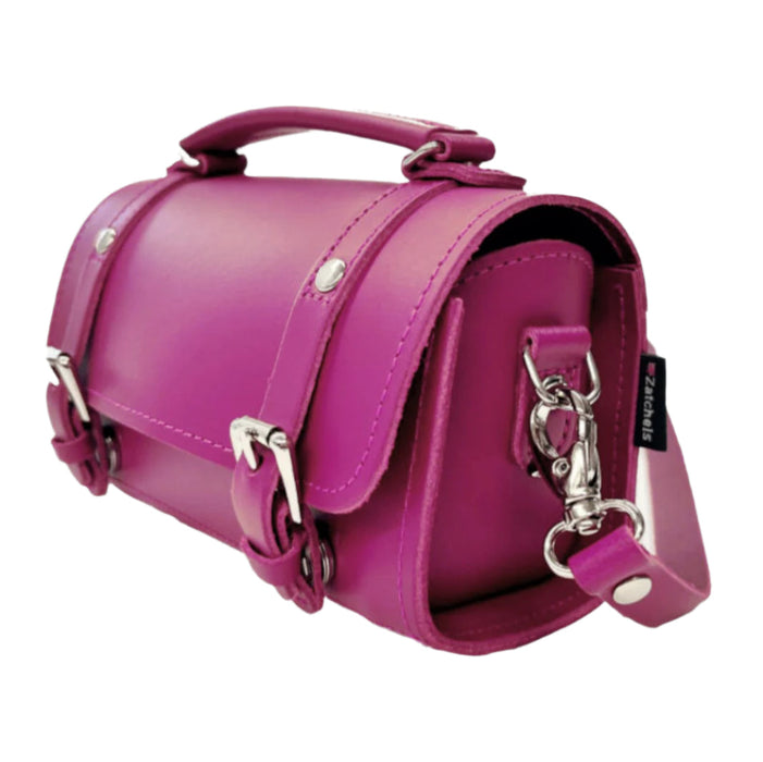 Handmade Leather Bowler Bag - Magenta-1