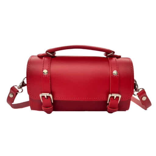 Handmade Leather Bowler Bag - Red-0