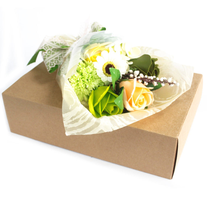 Boxed Hand Soap Flower Bouquet - Greens