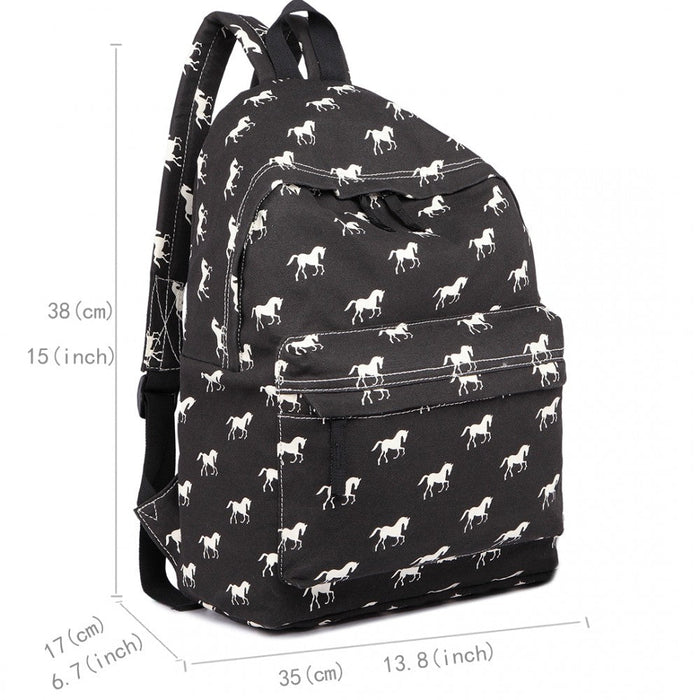 E1401h - Miss Lulu Large Backpack Horse Black