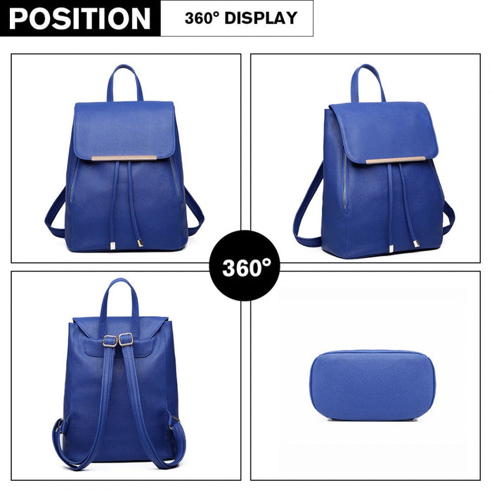 E1669 - Miss Lulu Faux Leather Stylish Fashion Backpack - Navy