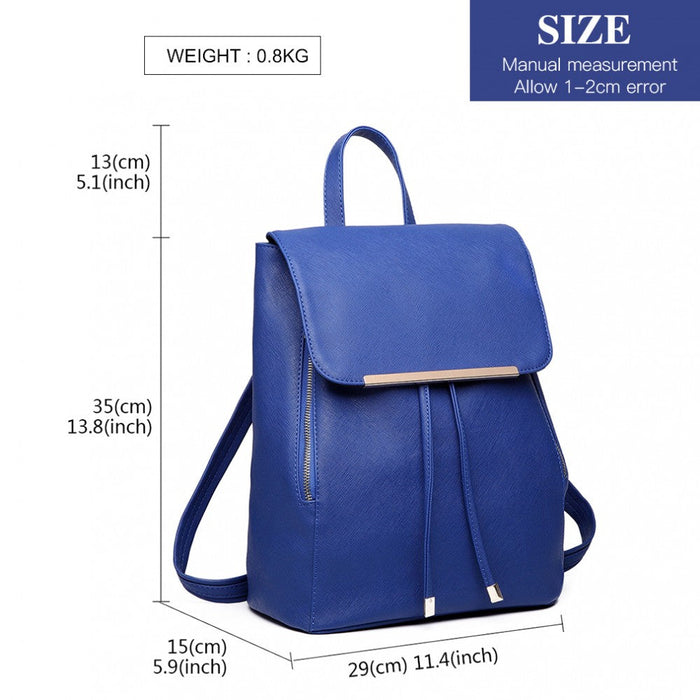 E1669 - Miss Lulu Faux Leather Stylish Fashion Backpack - Navy