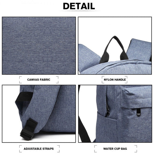 E1930 - Kono Large Functional Basic Backpack - Blue - Image 6