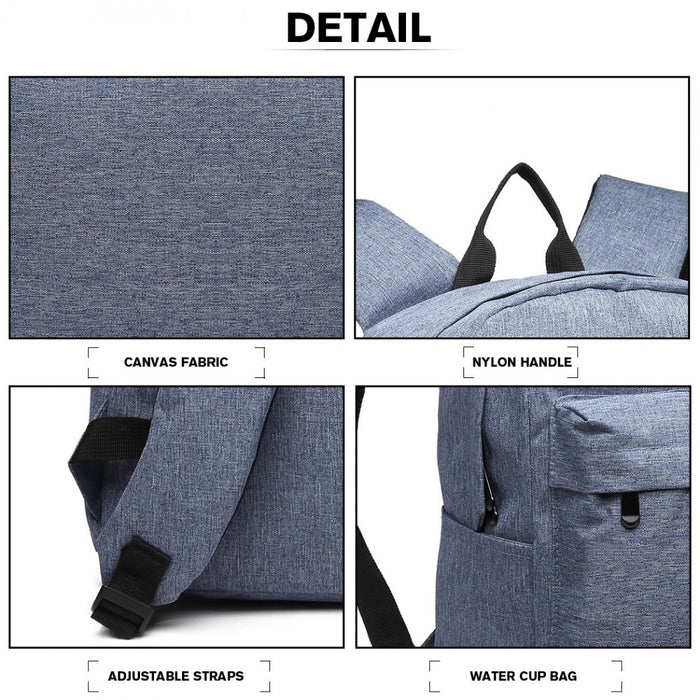 E1930 - Kono Large Functional Basic Backpack - Blue - Image 6