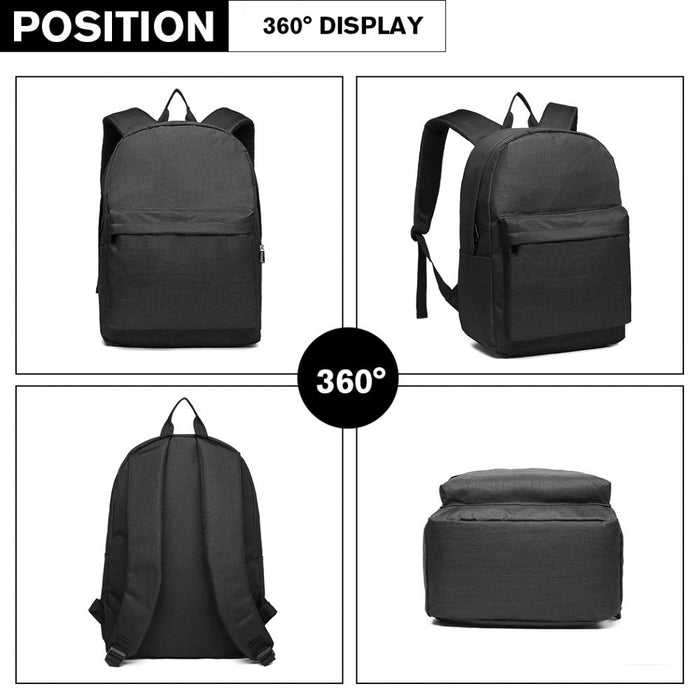 E1930 - Kono Large Functional Basic Backpack - Black