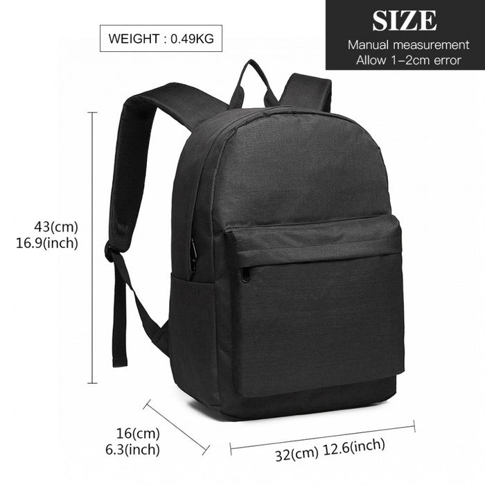 E1930 - Kono Large Functional Basic Backpack - Black