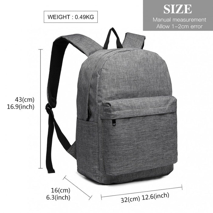 E1930 - Kono Large Functional Basic Backpack - Grey
