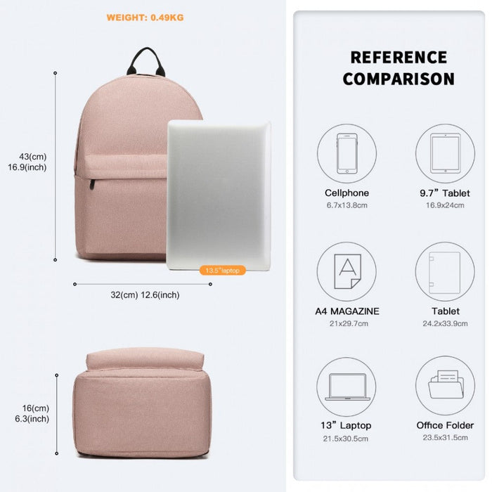 E1930 - Kono Large Functional Basic Backpack - Pink