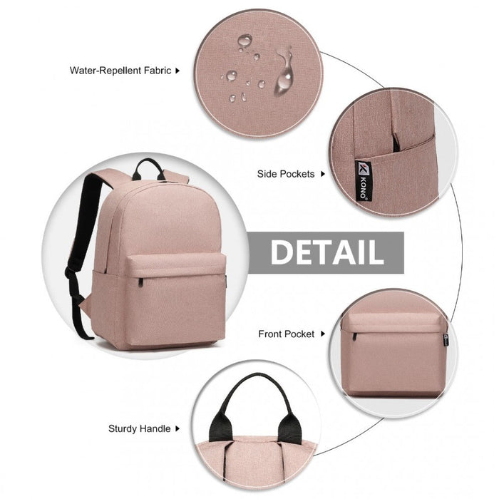 E1930 - Kono Large Functional Basic Backpack - Pink