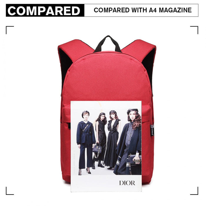 E1930 - Kono Large Functional Basic Backpack - Red - Love Thy Bargains