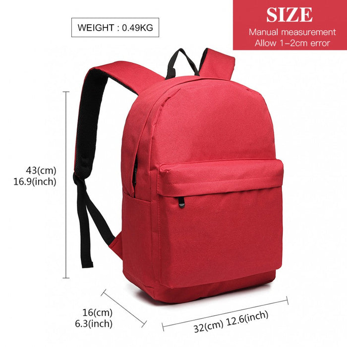 E1930 - Kono Large Functional Basic Backpack - Red - Love Thy Bargains