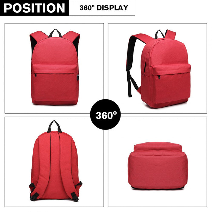 E1930 - Kono Large Functional Basic Backpack - Red - Love Thy Bargains