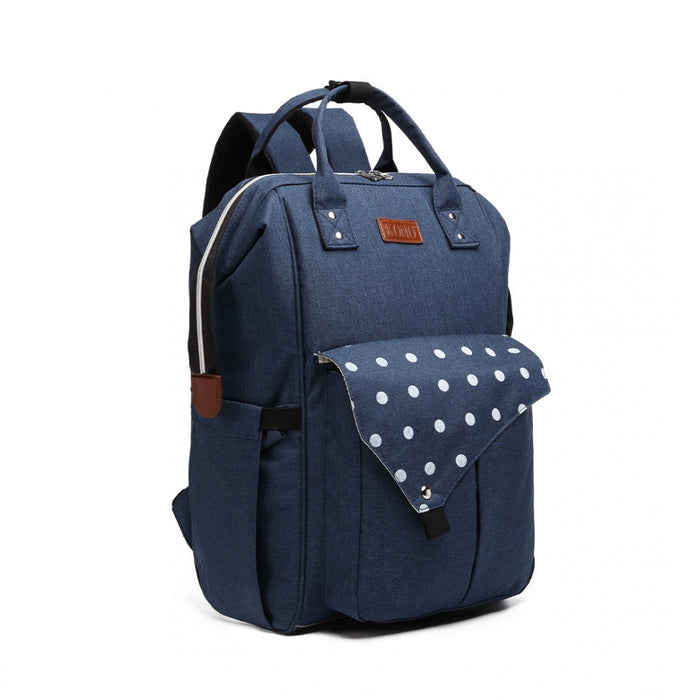 E1945 - Kono Polka Dot Maternity Backpack Bag With Usb Connectivity - Navy