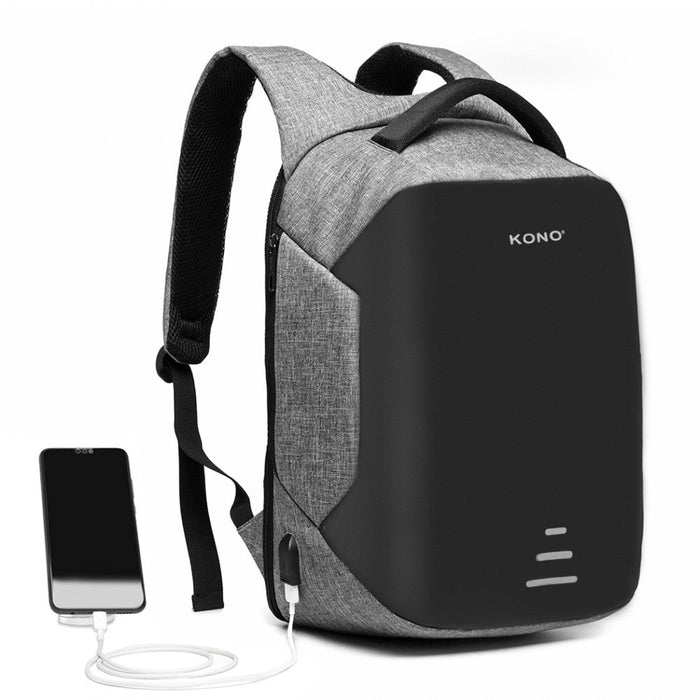 E1946 - Kono Reflective Usb Charging Interface Backpack - Grey