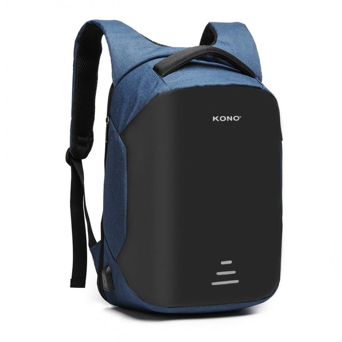 E1946 - Kono Reflective Usb Charging Interface Backpack - Navy - Love Thy Bargains