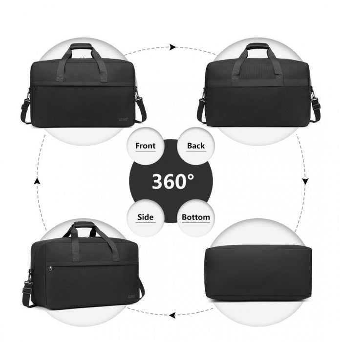 E1960l - Kono Lightweight Multi Purpose Unisex Sports Travel Duffel Bag - Black