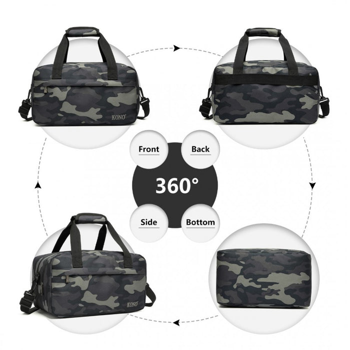 E1960s - Kono Lightweight Multi Purpose Unisex Sports Travel Duffel Bag - Camouflage - Image 3