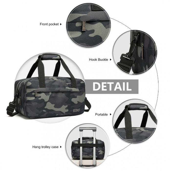 E1960s - Kono Lightweight Multi Purpose Unisex Sports Travel Duffel Bag - Camouflage - Image 6
