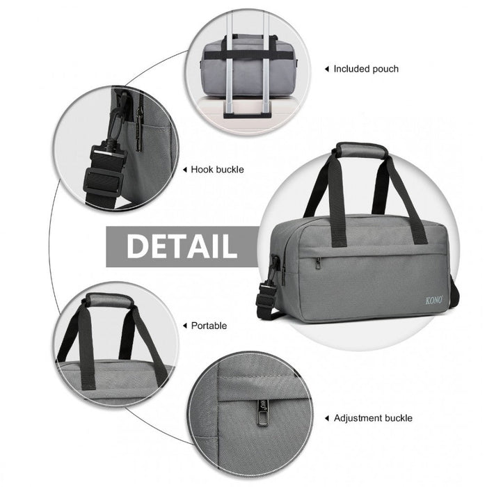 E1960s - Kono Lightweight Multi Purpose Unisex Sports Travel Duffel Bag - Grey