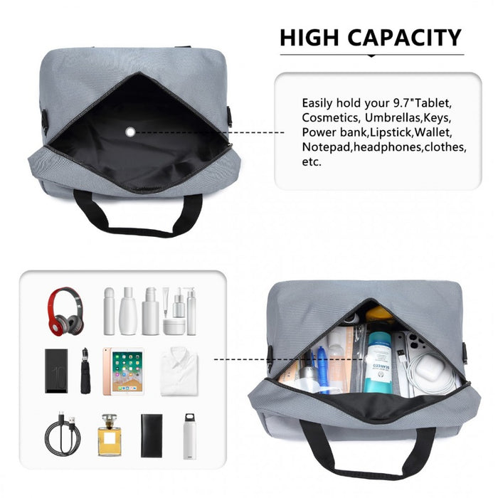 E1960s - Kono Lightweight Multi Purpose Unisex Sports Travel Duffel Bag - Light Grey - Image 7
