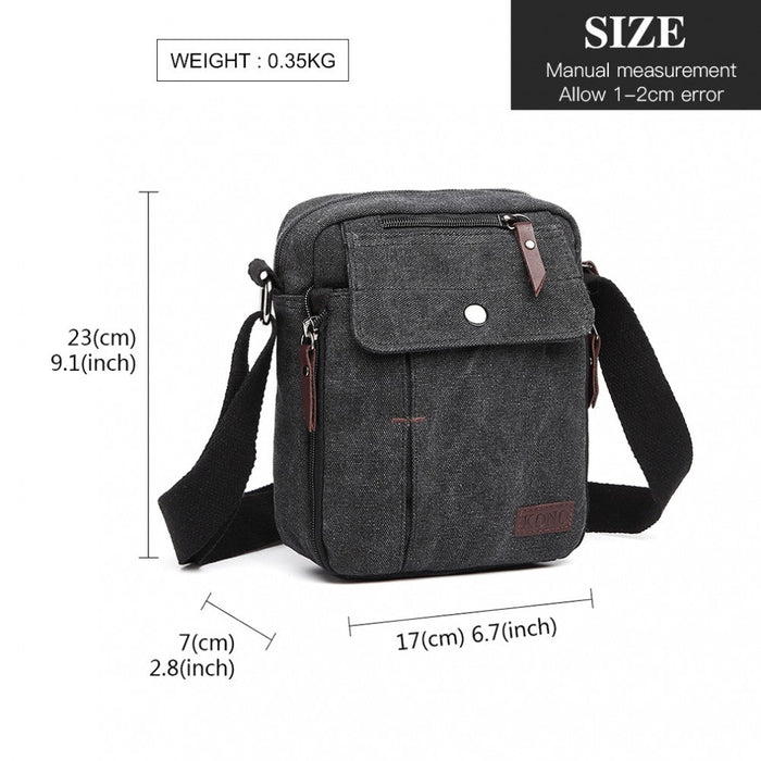 E1971 - Kono Multi Pocket Cross Body Shoulder Bag - Black
