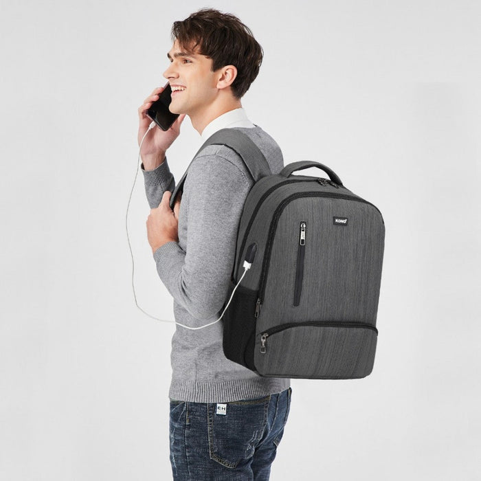 E1978 - Sac à dos multi-compartiments Kono avec connectivité USB - Gris