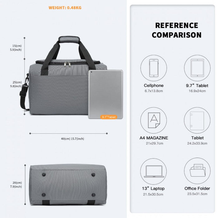 E2016s - Kono Structured Travel Duffle Bag - Grey