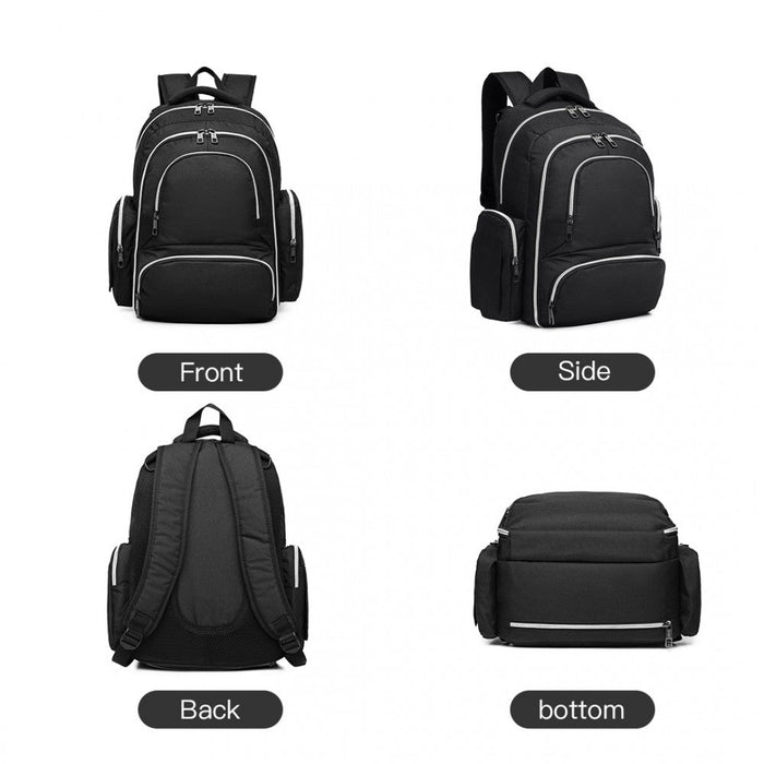 E6706 - Kono Large Capacity Multi Function Baby Diaper Backpack Black