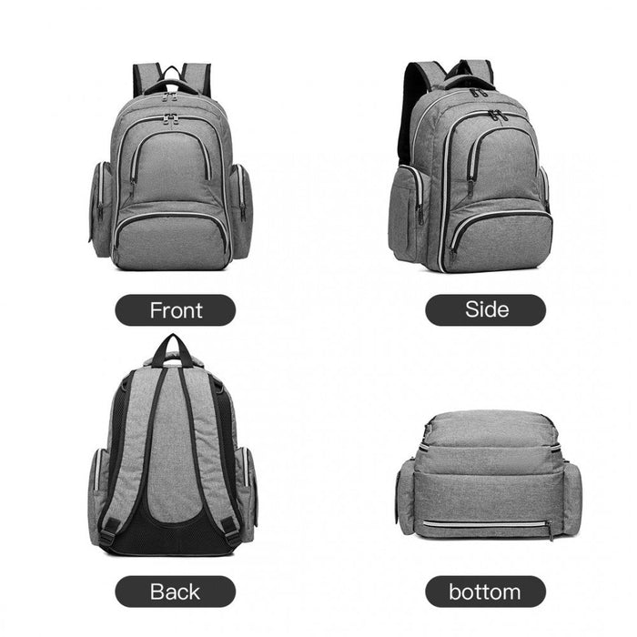 E6706 - Kono Large Capacity Multi Function Baby Diaper Backpack Grey