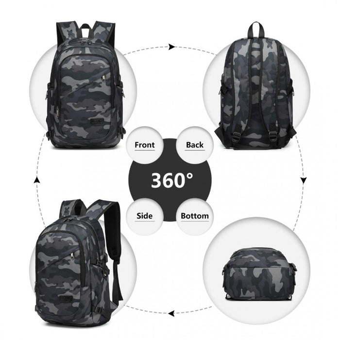 E6715 - Kono Business Laptop Backpack With Usb Charging Port - Camo - Image 3