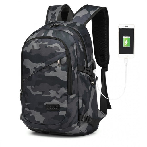E6715 - Kono Business Laptop Backpack With Usb Charging Port - Camo - Image 1