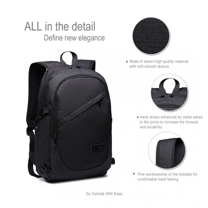E6715 - Kono Business Laptop Backpack With Usb Charging Port - Black