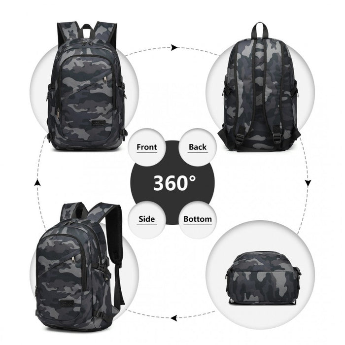 E6715 - Kono Business Laptop Backpack With Usb Charging Port - Camo
