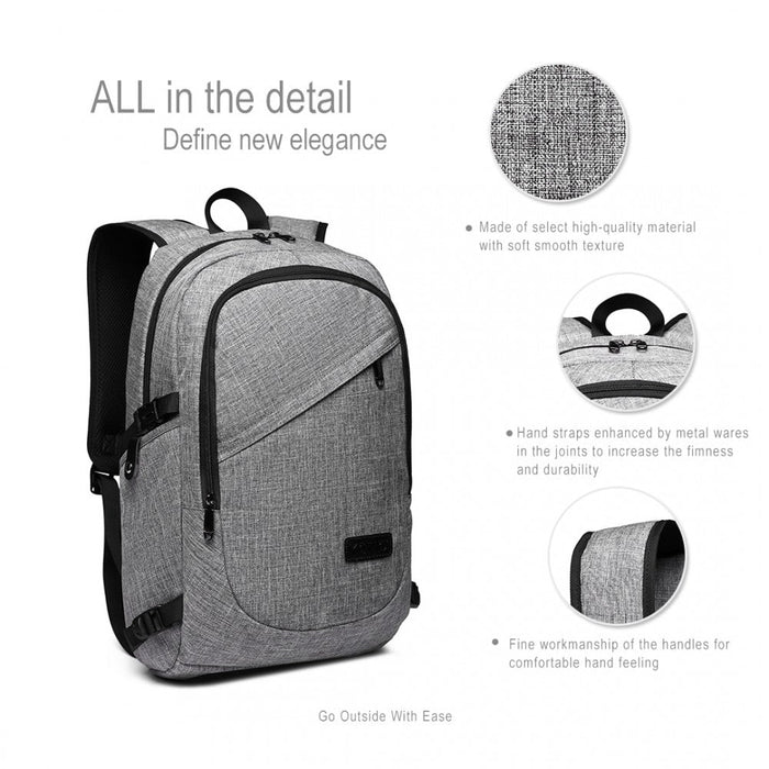 E6715 - Kono Business Laptop Backpack With Usb Charging Port - Grey