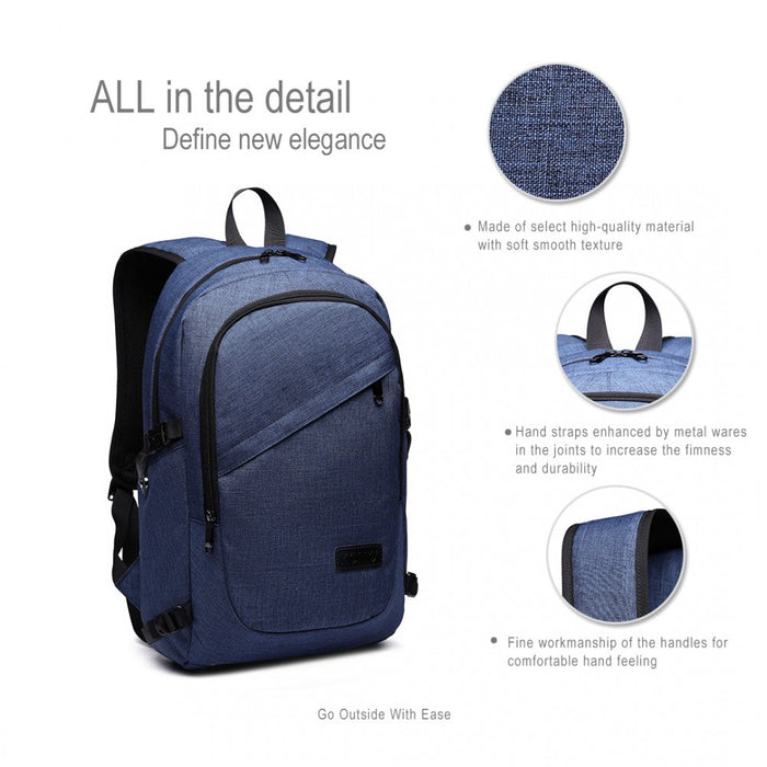 E6715 - Kono Business Laptop Backpack With Usb Charging Port - Navy Blue