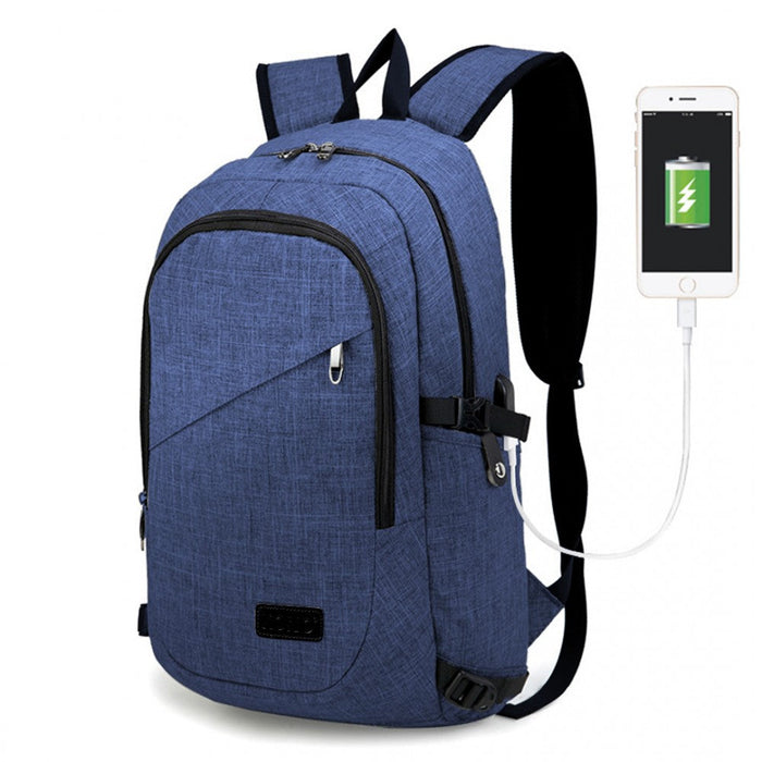 E6715 - Kono Business Laptop Backpack With Usb Charging Port - Navy Blue