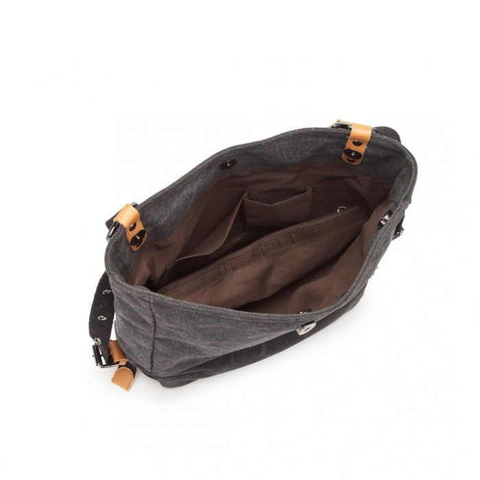 E6850 - Sac à bandoulière et sac à dos Kono Canvas Hobo Slouch - Noir