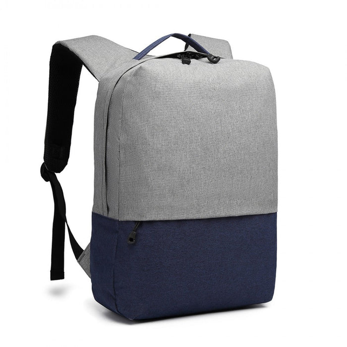 E6891 - Kono Waterproof Basic Backpack With Usb Charging Port - Grey/blue