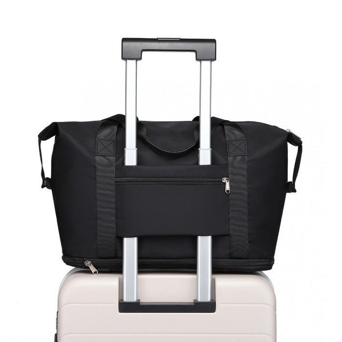 Ea2212 - Kono Two Pieces Expandable Durable Waterproof Travel Duffel Bag Set - Black