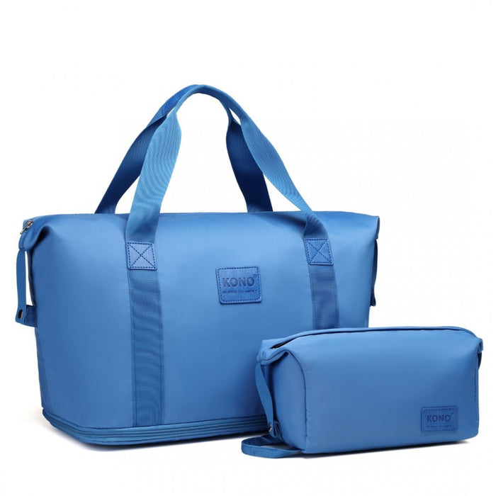 Ea2212 - Kono Two Pieces Expandable Durable Waterproof Travel Duffel Bag Set - Beige And Brown - Image 1