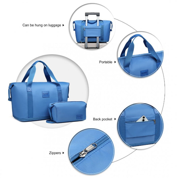 Ea2212 - Kono Two Pieces Expandable Durable Waterproof Travel Duffel Bag Set - Beige And Brown - Image 7