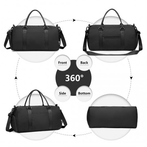 Ea2213 - Kono Multi Waterproof Gym Bag Carry On Weekend Bag - Black