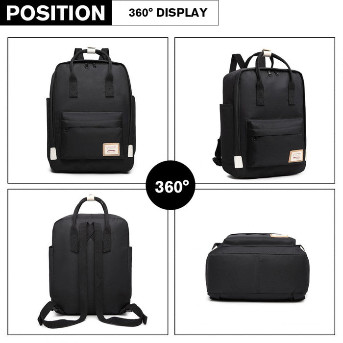 Eb2017 - Kono Large Polyester Laptop Backpack - Black