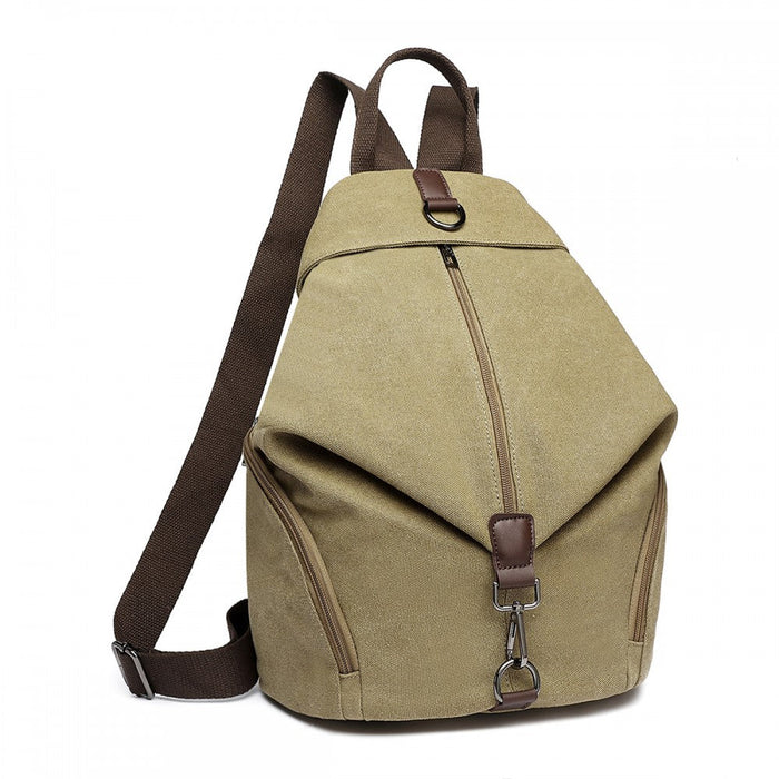 Eb2044 - Kono Fashion Anti-theft Canvas Backpack - Khaki - Love Thy Bargains