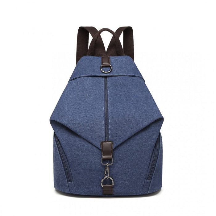 Eb2044 - Kono Fashion Anti-theft Canvas Backpack - Navy - Love Thy Bargains