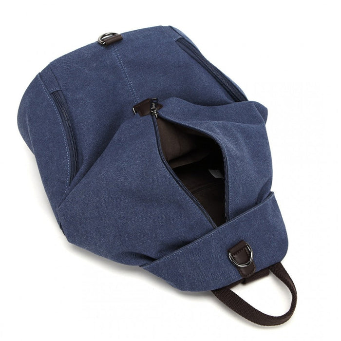 Eb2044 - Kono Fashion Anti-theft Canvas Backpack - Navy - Love Thy Bargains