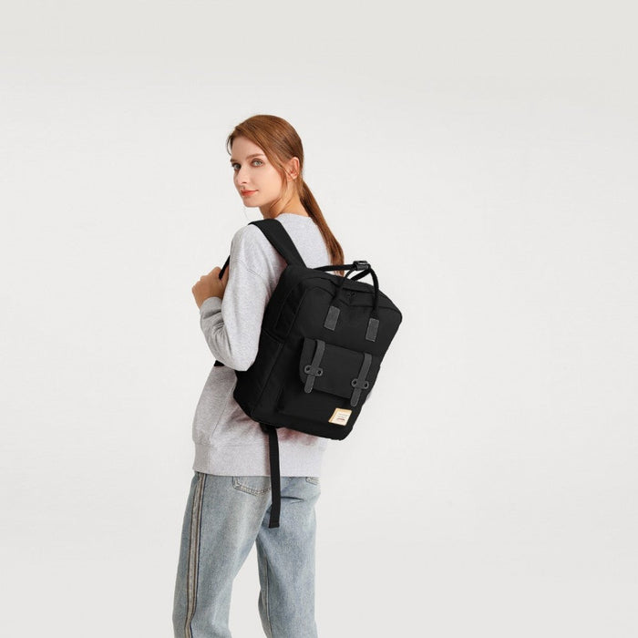 Eb2211 - Kono Casual Daypack Lightweight Backpack Travel Bag - Full Black